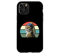 Il gatto con un orecchino di perle, divertente parodia Vermeer Cat Art Custodia per iPhone 11 Pro