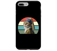 Il gatto con un orecchino di perle, divertente parodia Vermeer Cat Art Custodia per iPhone 7 Plus/8 Plus
