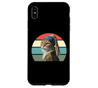 Il gatto con un orecchino di perle, divertente parodia Vermeer Cat Art Custodia per iPhone XS Max