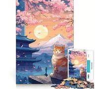 Il Gatto della Notte di Luna Giappone Puzzle da 1000 pezzi per adolescenti Puzzle per migliorare la memoria Rilassante Divertente Design Assemblaggio Caldo Sorpresa 50x75cm