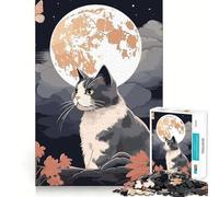 Il Gatto della Notte di Luna Giappone Puzzle da 1000 pezzi per adolescenti Puzzle per migliorare la memoria Rilassante Divertente Design Assemblaggio Caldo Sorpresa 38x26cm