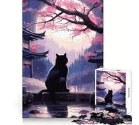 Il Gatto della Notte di Luna Giappone Puzzle da 1000 pezzi per adolescenti Puzzle per migliorare la memoria Rilassante Divertente Design Assemblaggio Caldo Sorpresa 38x26cm
