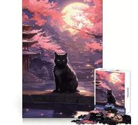Il Gatto della Notte di Luna Giappone Puzzle da 1000 pezzi per adolescenti Puzzle per migliorare la memoria Rilassante Divertente Design Assemblaggio Caldo Sorpresa 38x26cm