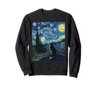 Il Gatto della Notte Stellata - Van Gogh Ispirato Parodia Art with Cat Felpa