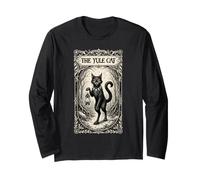 Il Gatto di Yule Solstice d'inverno Buon Natale Buio Maglia a Manica