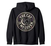 Il Gatto è la mia congrega Strega Halloween Occulto Goth Design Felpa con Cappuccio