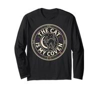 Il Gatto è la mia congrega Strega Halloween Occulto Goth Design Maglia a Manica