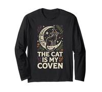 Il Gatto è la mia congrega Strega Halloween Occulto Goth Design Maglia a Manica