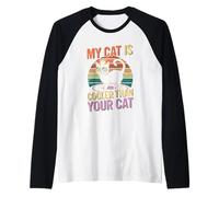 Il gatto è più fresco del tuo gatto retrò Maglia con Maniche Raglan