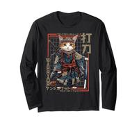 Il Gatto Guerriero Samurai retrò Maglia a Manica