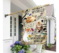 Il Gatto, Il Gattino E Io Pensiamo Tra Noi: Che Mondo Meraviglioso Bandiere Pirati Bandiera Da Giardino Vintage Bandiera Da Cortile Decorazione Per Patio Interni Camera Da Letto M