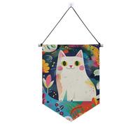 Il gatto nel giardino banner gancio per parete con asta telescopica gagliardetto bandiere da appendere alla parete decorazioni per feste per festival e giorni speciali