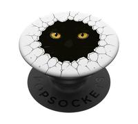 Il gatto nero spacca il muro con gli occhi gialli Fantastico amante dei gatti spaventosi PopSockets PopGrip Adesivo