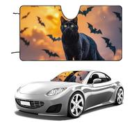 Il gatto nero sta camminando sul tetto parasole per parabrezza dell'auto mantiene fresco l'interno dell'auto 129,5 x 71,1 cm, parasole pieghevole per finestrino anteriore, scudo termico per SUV