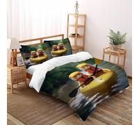 Il gatto rema una barca Stampa 3D Animali anime Biancheria Da Letto Facile Cura 3 Pezzi Microfibra Ipoallergenica 2 Cuscini Cerniera Chiusa Super King(260x220cm) Per Adulti, Donne E Bambini