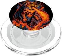 Il gatto sputafuoco distrugge la città, arte divertente, gatti innamorati PopSockets PopGrip per MagSafe