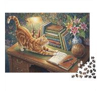 Il Gatto sulla Scrivania Puzzle in Legno 1000 Pezzi Adulti E Ragazzi,Gioco Educativo,Idea Regalo Libro,Legno,Sfida Impossibile,Decorazione Casa,dai 14 Anni,Antistress (75x50cm)