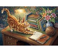 Il Gatto sulla Scrivania Puzzle in Legno 1000 Pezzi Adulti E Ragazzi,Gioco Educativo,Idea Regalo Libro,Legno,Sfida Impossibile,Decorazione Casa,dai 14 Anni,Antistress (75x50cm)