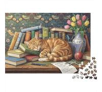 Il Gatto sulla Scrivania Puzzle in Legno 500 Pezzi Adulti E Ragazzi,Legno,Sfida Impossibile Libro,Gioco Educativo,Decorazione Casa,Idea Regalo,dai 14 Anni,Antistress (52x38cm)