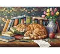 Il Gatto sulla Scrivania Puzzle in Legno 500 Pezzi Adulti E Ragazzi,Legno,Sfida Impossibile Libro,Gioco Educativo,Decorazione Casa,Idea Regalo,dai 14 Anni,Antistress (52x38cm)