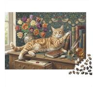 Il Gatto sulla Scrivania Puzzle in Legno 500 Pezzi Adulti E Ragazzi,Sfida Impossibile,Gioco Educativo Libro,dai 14 Anni,Decorazione Casa,Idea Regalo,Legno,Antistress (52x38cm)