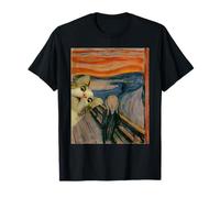 Il gatto urlo di Munch Edvard famoso dipinto divertente gatto arte Maglietta