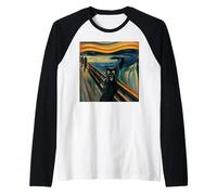 Il Gatto Urlo Munch Espressionismo Artsy Maglia con Maniche Raglan