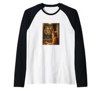 Il Gatto Vede la Tigre interiore nello Specchio | Arte Animale Motivazionale Maglia con Maniche Raglan
