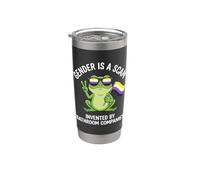 Il genere è una truffa Non Binary Frog Enby Flag Bicchiere termico in acciaio inox doppia parete