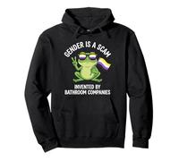 Il Genere è Una truffa Non Binary Frog Enby Flag Felpa con Cappuccio