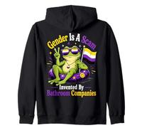 Il Genere è Una truffa Non Binary Frog Enby Flag Felpa con Cappuccio