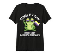 Il Genere è Una truffa Non Binary Frog Enby Flag Maglietta Premium
