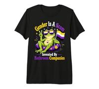 Il Genere è Una truffa Non Binary Frog Enby Flag Maglietta Premium