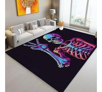 Il gesto del teschio è surreale. Tappeto, Nero Tappeto in morbida flanella, antiscivolo e lavabile, per soggiorno, camera da letto e cameretta dei bambini 140 x 200 cm