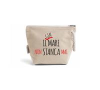 "Il (gin) Mare non stanca mai" Pochette Donna In Cotone Riciclato Personalizzata Idea Regalo Compleanno Estate Vacanze mare Trousse Porta Trucchi Oggetti Astuccio Con Stampa colorata
