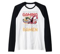 Il Giocatore Non può sentirti Giocare e Mangiare Ramen Retro Pixel Art Maglia con Maniche Raglan