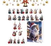 Il Giocattolo del Calendario Avvento per Natale - Calendario Conto Alla Rovescia 2025 Gatto Figura 2D in Acrilico,Pendente Natalizio Regalo per Donna Ragazze Figlie