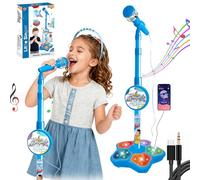 Il giocattolo per karaoke per bambini con supporto regolabile e luci dinamiche, suono chiaro, macchina Karokee per piccoli cantanti, può essere collegato al telefono cellulare (A)