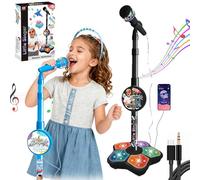 Il giocattolo per karaoke per bambini, con supporto regolabile e luci dinamiche, suono chiaro, per piccoli cantanti, può essere collegato al telefono cellulare (C)