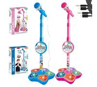 Il giocattolo per karaoke per bambini, con supporto regolabile e luci dinamiche, suono chiaro, per piccoli cantanti, può essere collegato al telefono cellulare (A&B)