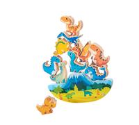 Il gioco di bilanciamento dei blocchi di impilamento dei dinosauri in legno