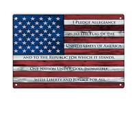 Il giuramento di fedeltà sulla bandiera americana, mostra il tuo patriottismo, cartelli in metallo, poster del giuramento di fedeltà per casa/ufficio/scuola/garage/taverna dell'uomo, targa decorativa