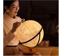 Il globo, Antico a LED illuminato con supporto in legno Mappa del mondo(30cm)