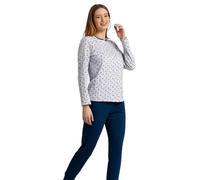Il Granchio GP6045 Pigiama Donna, Caldo Cotone Interlock, Maglia Fantasia Cuoricini e Pois, Apertura Serafino con Tre Bottoni (IT, Testo, L, Regular, Regular, Grigio)