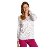 Il Granchio GP6045 Pigiama Donna, Caldo Cotone Interlock, Maglia Fantasia Cuoricini e Pois, Apertura Serafino con Tre Bottoni (IT, Testo, XL, Regular, Regular, Panna)