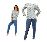 Il Granchio Pigiama Donna Invernale in Caldo Jacquard Pigiama Donna Felpato Diverse Fantasie (6012 Panna, S)