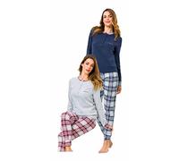 Il Granchio Pigiama Donna Invernale in Caldo Jacquard Pigiama Donna Felpato Diverse Fantasie (6032 Grigio, M)