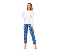 Il Granchio Pigiama Donna Invernale, Pigiama Donna Caldo Cotone (6019 Panna, XL)