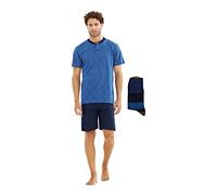 Il Granchio Pigiama Uomo Cotone Corto + Calza - Pigiama Uomo Cotone Leggero - Pigiama Uomo Estivo Corto (1079 Denim, L)