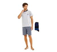 Il Granchio Pigiama Uomo Cotone Corto + Calza - Pigiama Uomo Cotone Leggero - Pigiama Uomo Estivo Corto (1078 Grigio, L)